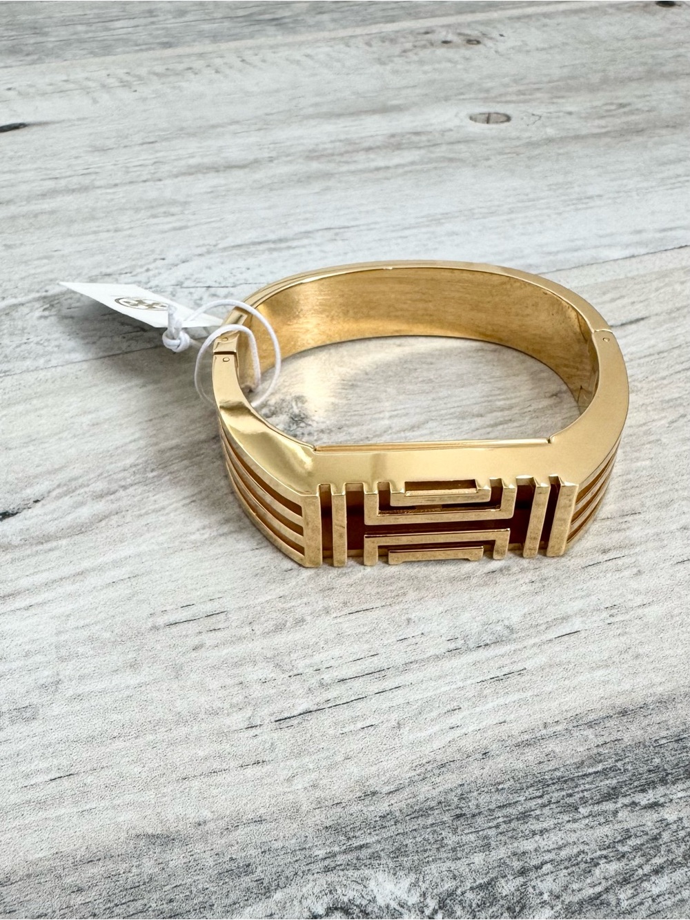 Tory Burch Gold Metal Fitbit Hinged Bracelet